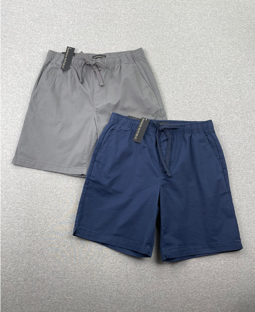 NWT Lot of 2 Banana Republic Mens XXL Pull-On Shorts Gray Blue Stretch Cotton